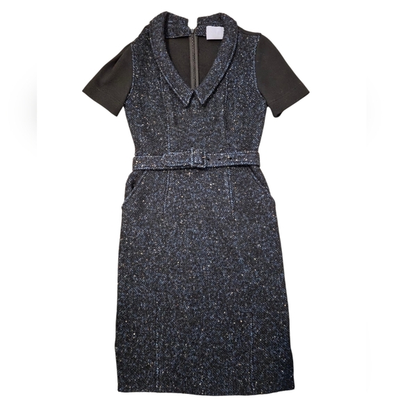 Vera Wang Lavender Label Sheath Tweed Dress with Notched Collar - Picture 1 of 11
